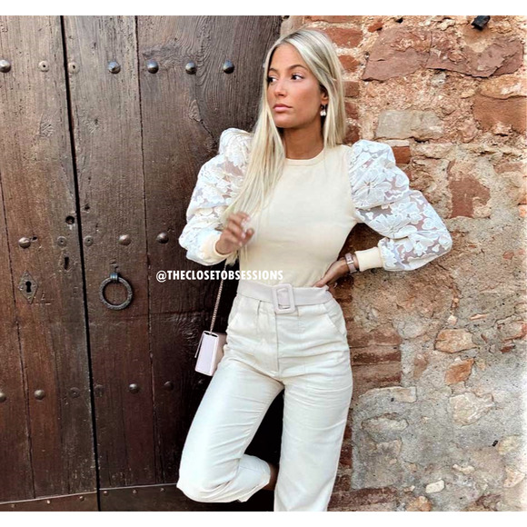 ZARA BLOGGER FAVE!!! Knit Top with Lace Sleeves NWT - Picture 4 of 16